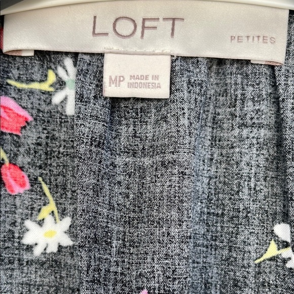 LOFT Black Casual Floral Side Tie Sundress Long Sleeves Medium Petite - Picture 5 of 16